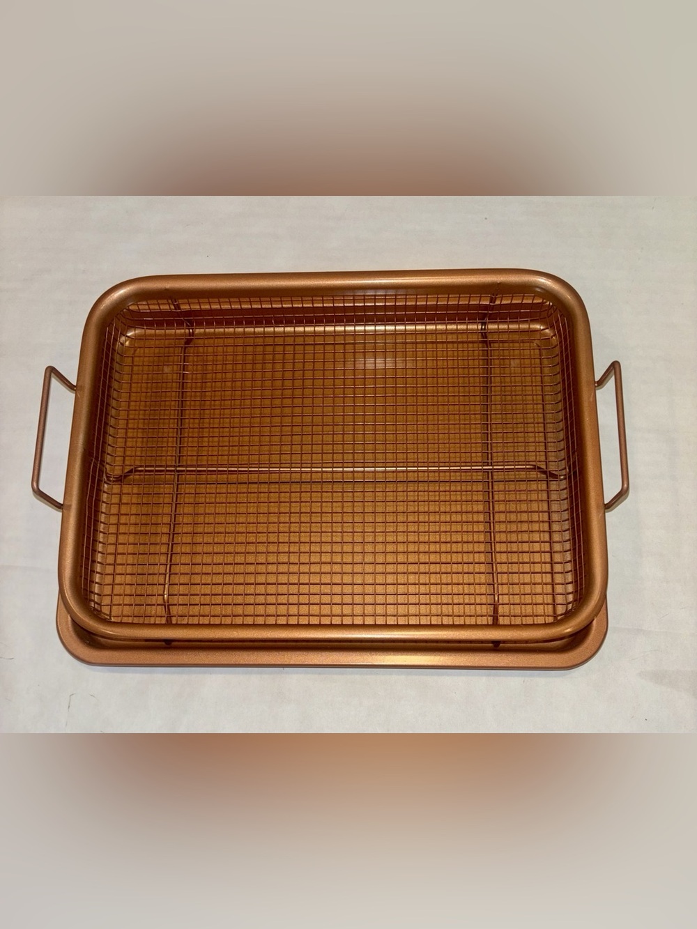 Copper Crisper Air Fry Basket and Baking Tray Set